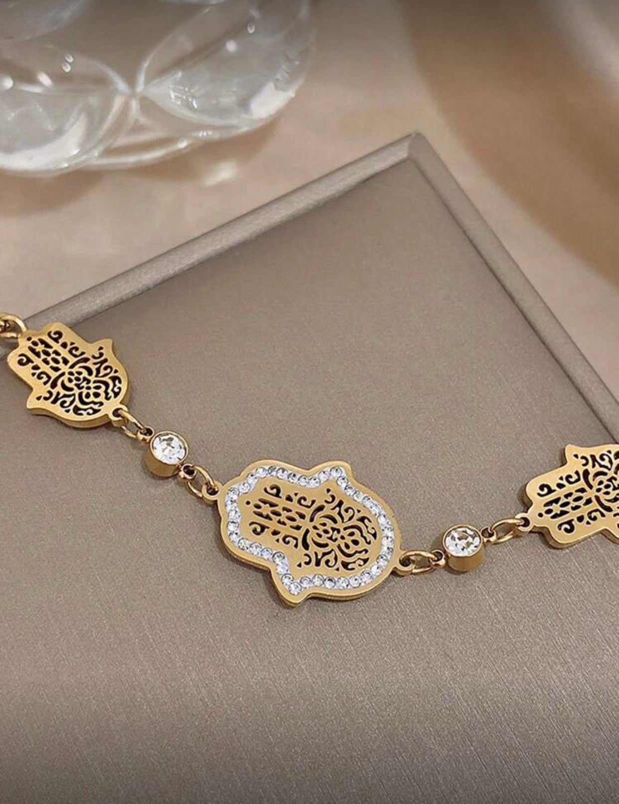 Elegant Gold Stainless Steel Palm Tree Bracelet – Women & Teen Girls