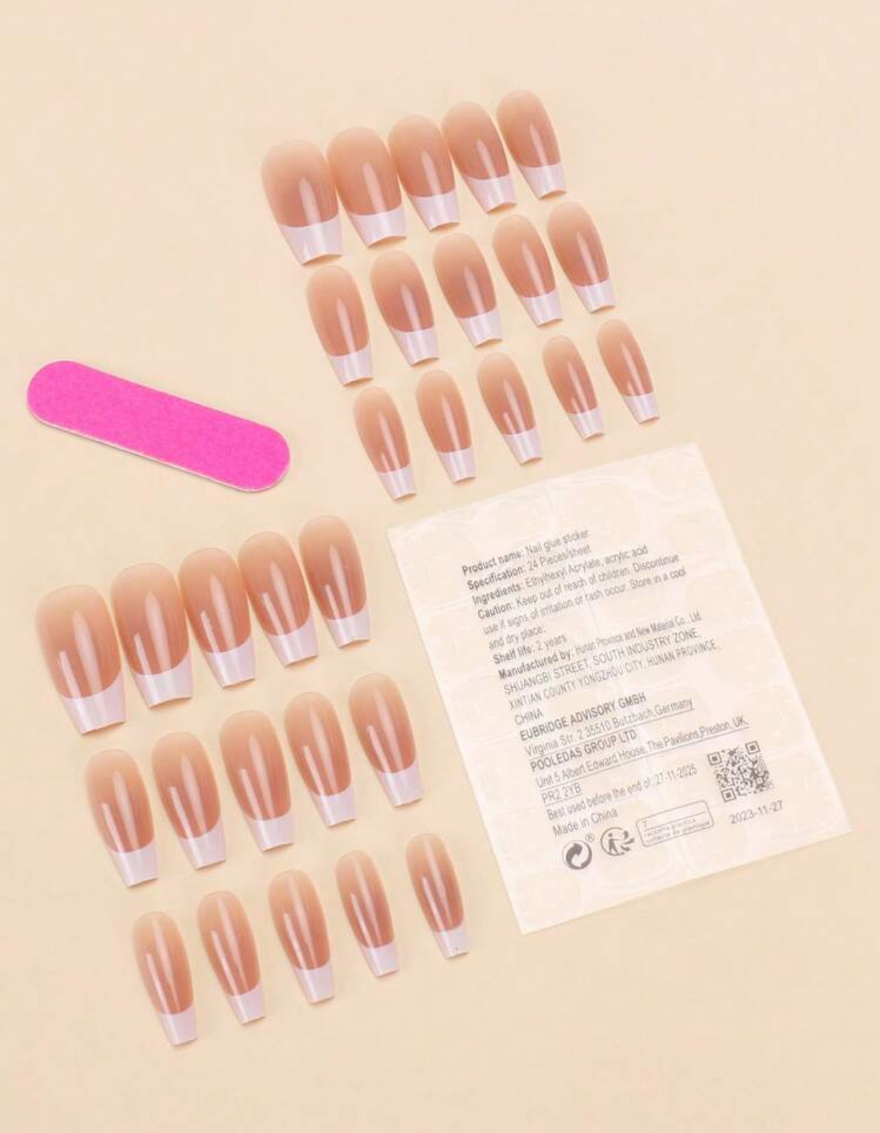 30pcs Short Square Press-On Nails – Clear Tips with Gel Glue & Buffer - DI6009 - DI6096
