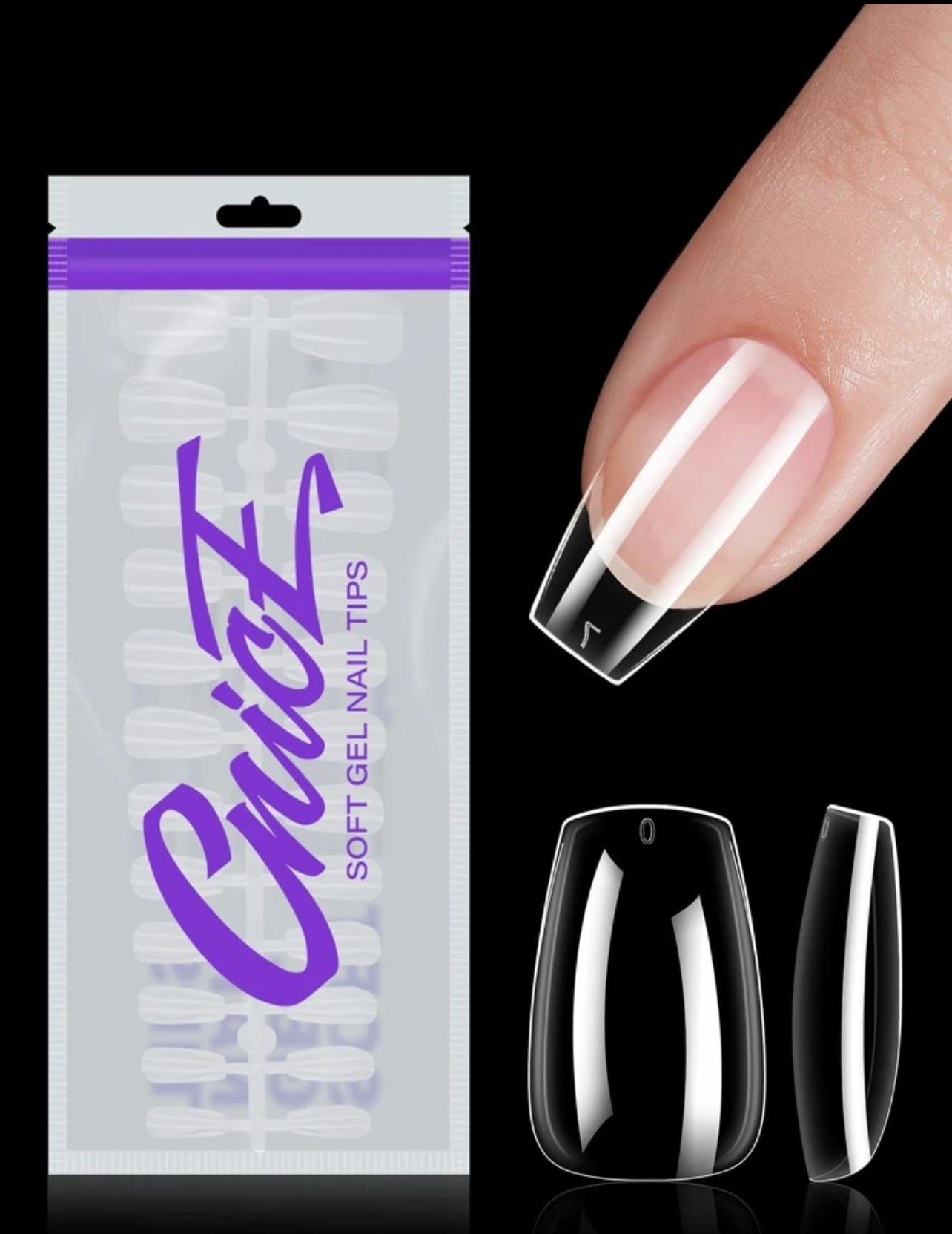 192pcs False Nail Tips Set – Coffin, Almond & Square | 12 Sizes | Clear Press-On Nails for DIY Extensions - DI6065