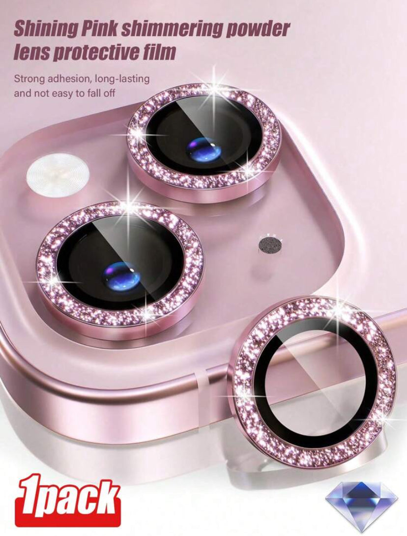 1 Pack Rhinestone Lens Film – Sparkling Lens Cover & Protector Ring for Camera Lens Decoration and Protection (iPhone 13)