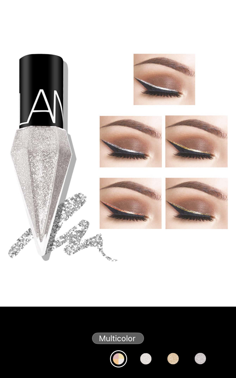 5Pcs/Set Rhinestone Shiny Eyeliner & Eyeshadow – Waterproof Glitter Liquid Liners in Silver, Rose Gold & More - MK4198
