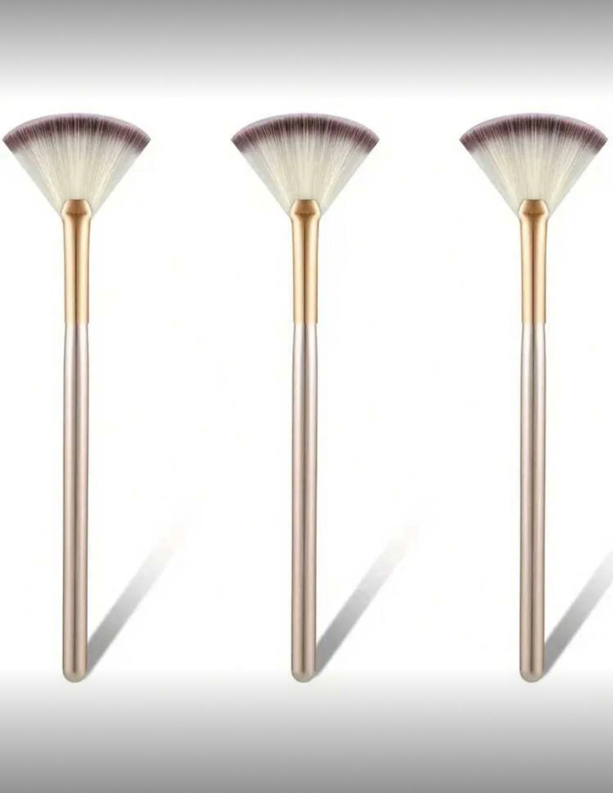 SHEIN 3-Piece Fan Face Brush Set – Soft Applicator Brushes for Masks, Peels, Creams & Highlighter