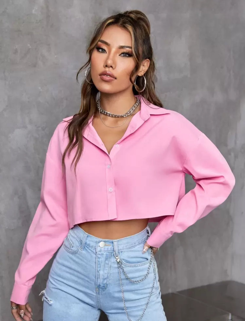 SHEIN EZwear Solid Drop Shoulder Shirt – Casual Women’s Top - MH1120