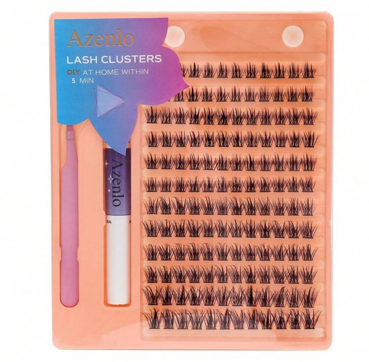 Azenlo DIY Individual Lash Extension Kit – 144 Lash Pads, Easy-Apply Tool, Strong Hold & Glue Remover (10–16mm C Curl) - MK4127