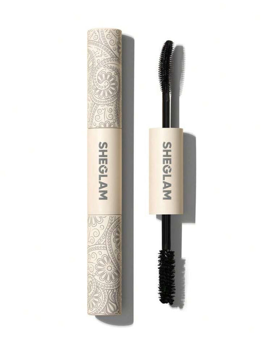 SHEGLAM All-In-One Volume & Length Mascara – Washable Black | 2-in-1 Dual-Ended Brush for Curling & Thickening - MK4200