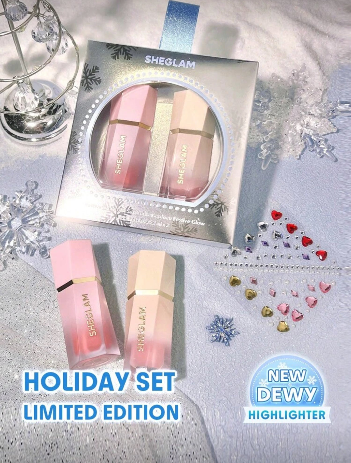 SHEGLAM Glowing Festive Gift Set – Rose Ritual & Heart Glass Edition