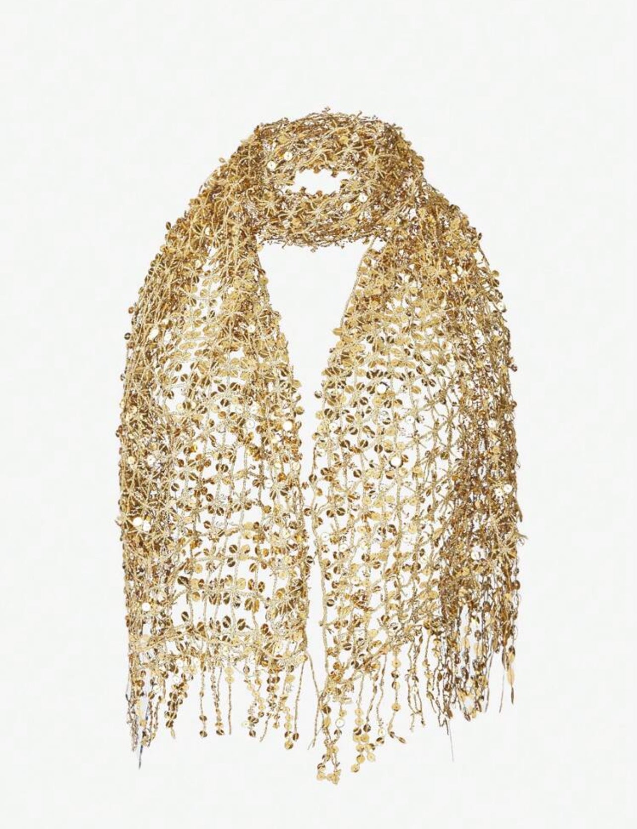 SHEIN SXY Party Scarf with Shimmering Gold Fringes