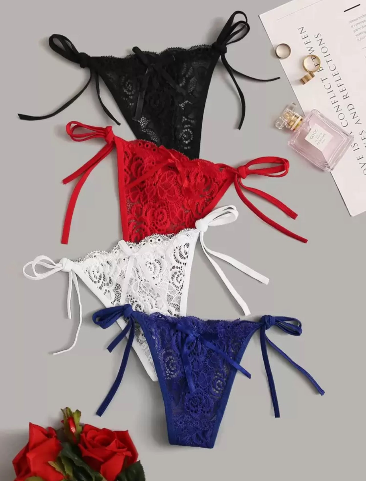 4pcs Floral Lace Lingerie Set