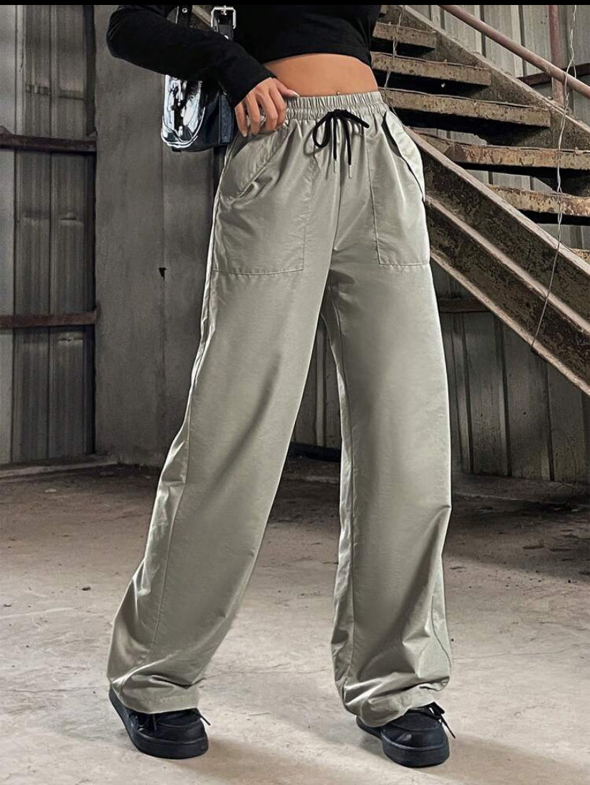 Flirla Women’s High Waist Drawstring Wide Leg Pants
