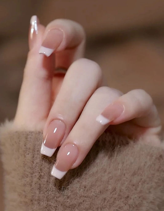 30pcs Short Square Press-On Nails – Clear Tips with Gel Glue & Buffer - DI6009 - DI6096