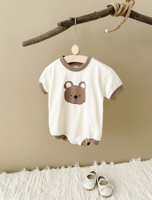Summer Baby Boy Romper – Cute Bear Print, Sleeveless Jumpsuit