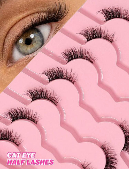 Asiteo 7 Pairs of Half-Eye Natural Cat-Eye False Eyelashes – Lightweight & Delicate for Daily Wear - MK4130