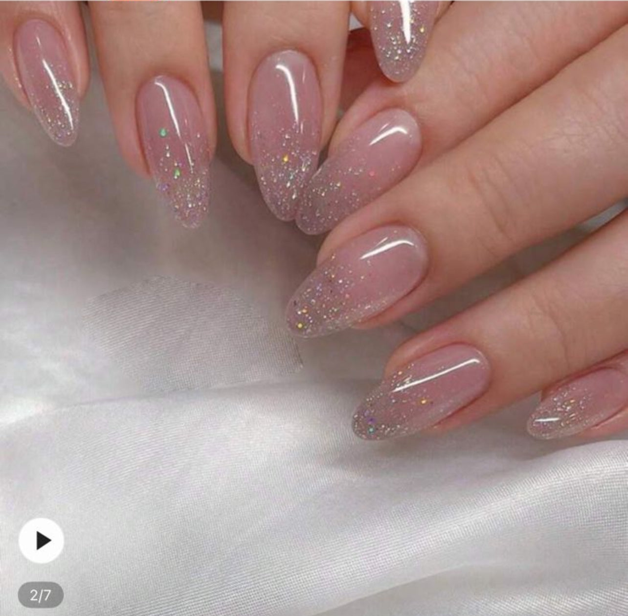 24pcs High-Quality Glitter Powder Press-On Nails with Nail File & Adhesive