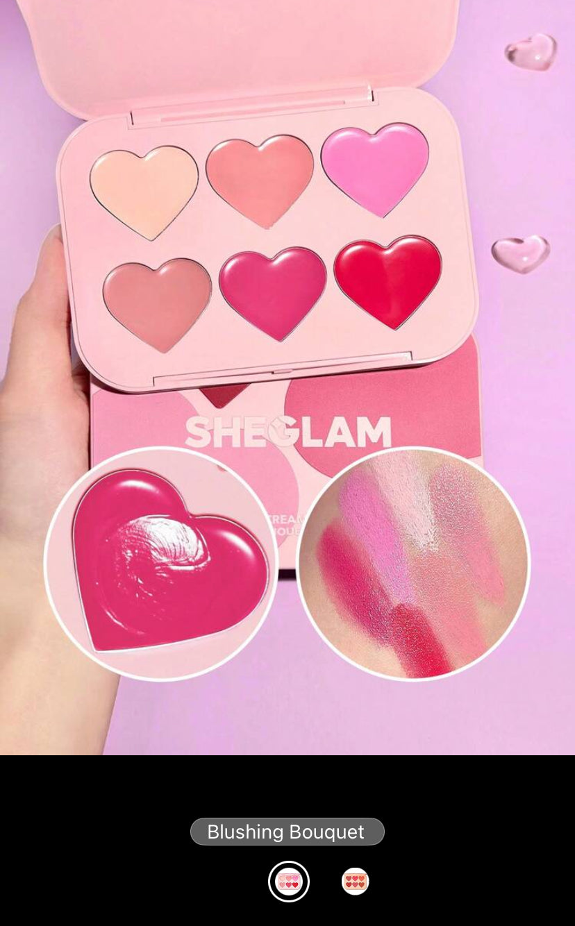 SHEGLAM Flush Crush Cream Blush Palette – Blushing Bouquet | 6-Color Creamy Blush Palette - MK4237