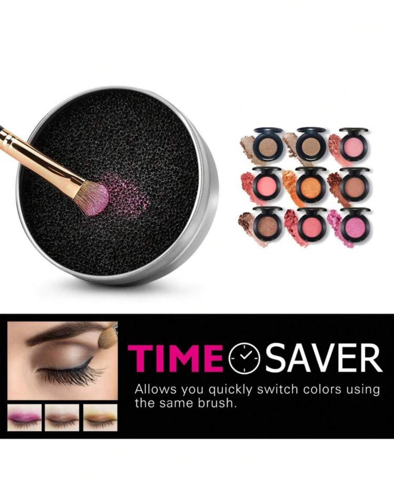 Quick Dry Makeup Brush Cleaner – Reusable Single Piece Color Switch Box for Eyeshadow Brushes - MK4121