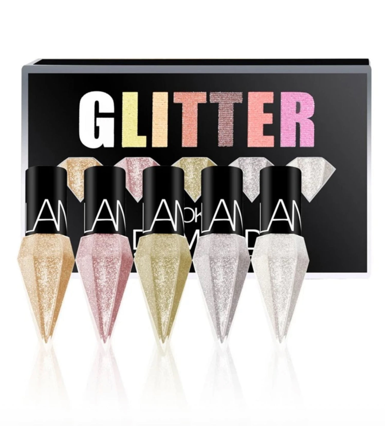 5Pcs/Set Rhinestone Shiny Eyeliner & Eyeshadow – Waterproof Glitter Liquid Liners in Silver, Rose Gold & More - MK4198