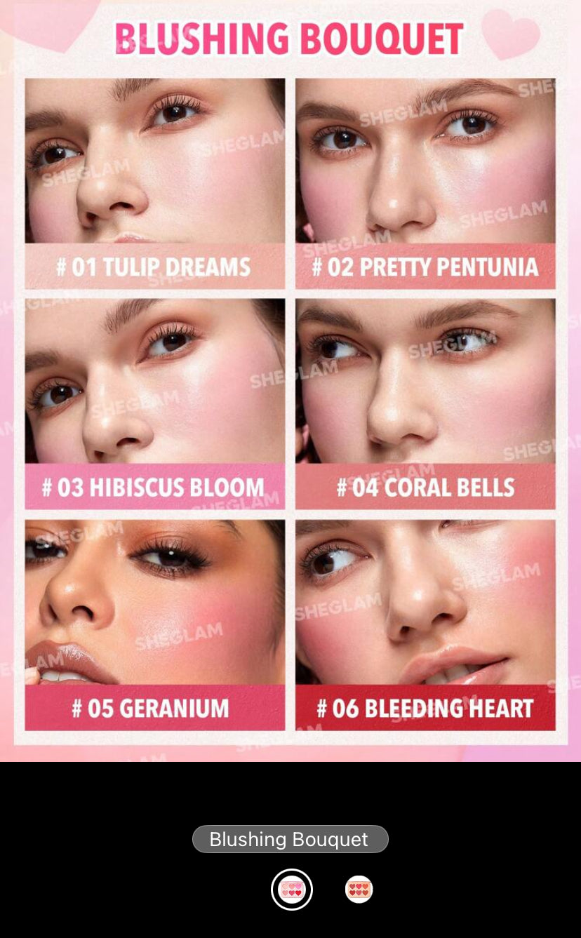SHEGLAM Flush Crush Cream Blush Palette – Blushing Bouquet | 6-Color Creamy Blush Palette - MK4237