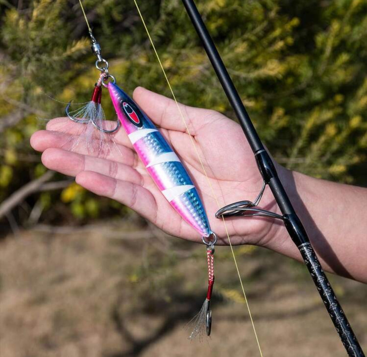 GOTURE Luminous Slow Jig Fishing Lure – Double Hook, with Carry Bag – Ideal for Saltwater Tuna, Yellowfin, Kingfish & Bluefin