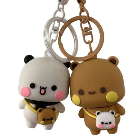 Kawaii Bubu Dudu Panda Keychain Set of 2 – Cute Anime Bear Pendants