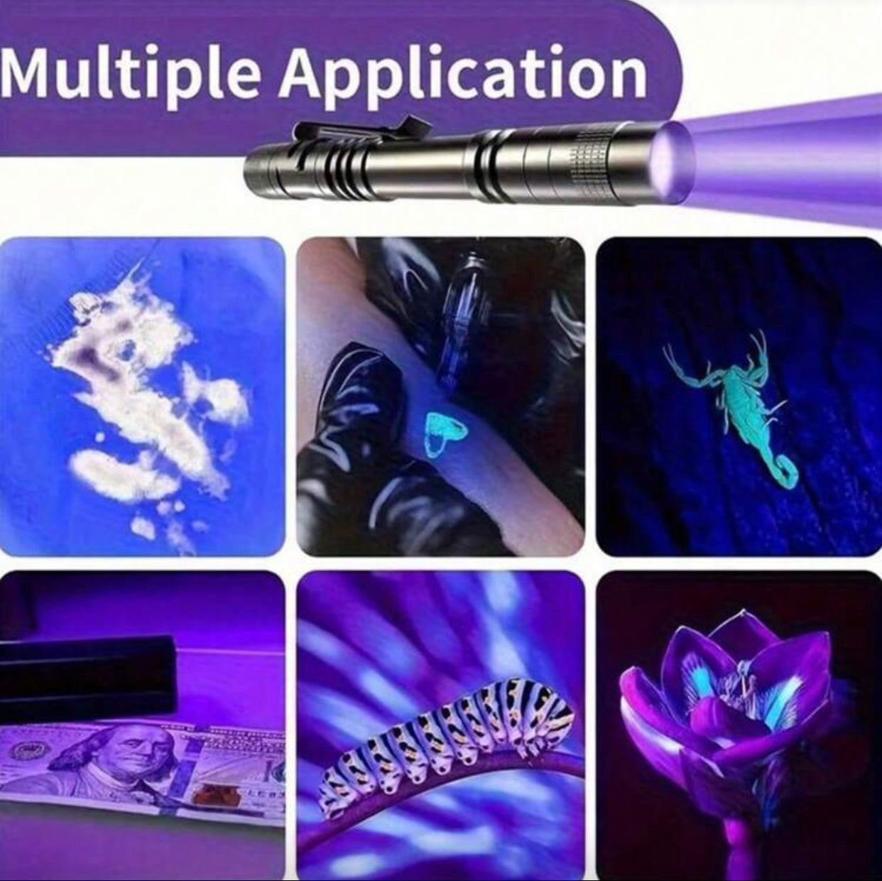 1pc 395nm UV Flashlight – Portable Laser Pen for Leak Detection, Dry Spots, Invisible Ink, Insects & Jewelry Making