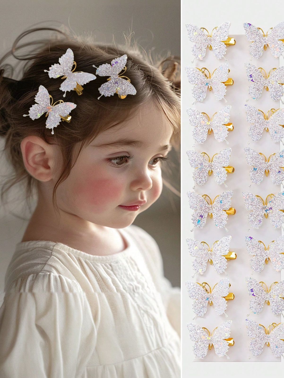 Butterfly Rhinestone Hair Clips for Girls – 10 Pieces per Pack