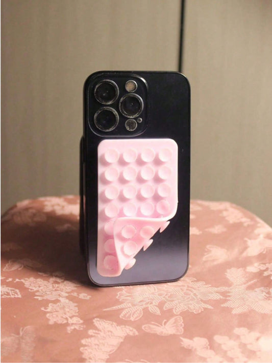Square Silicone Suction Cup Phone Holder – Pink (1 Piece)