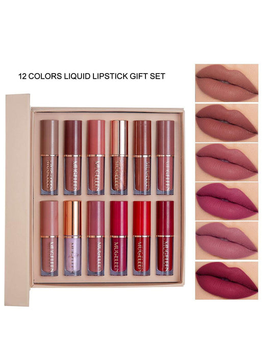 12-Piece Matte & Glossy Lipstick Set – Long-Lasting, Hydrating Lip Colors