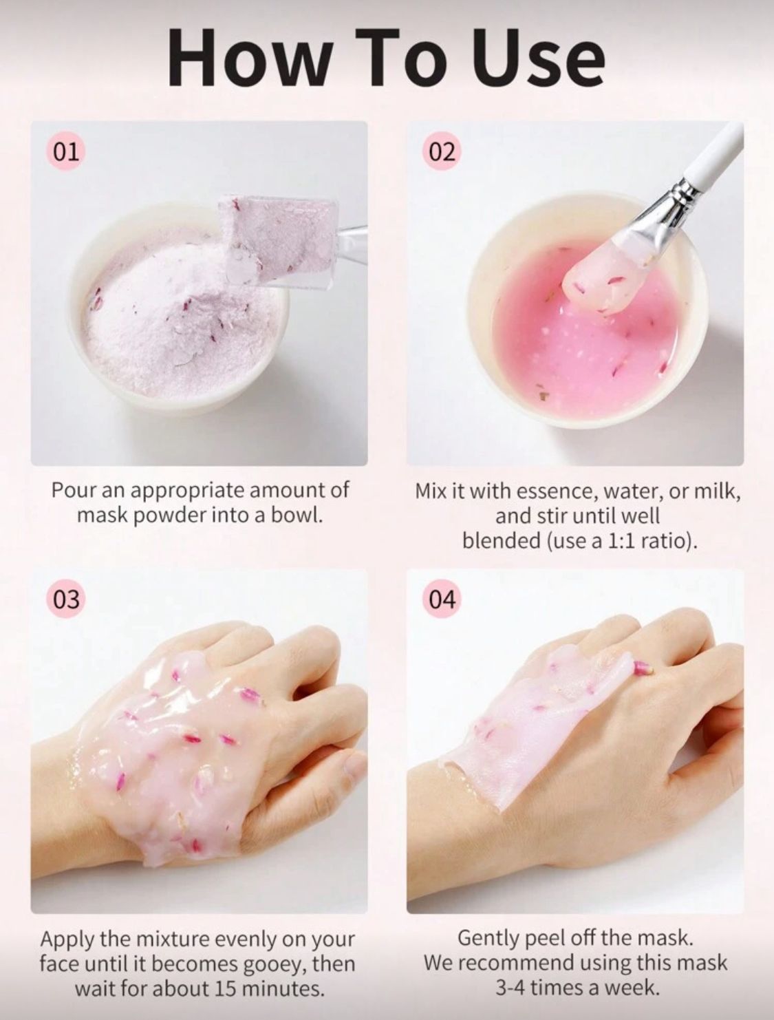 Gel Face Mask Powder with Rose, Tea Tree & Collagen – Hydrating & Skin-Enhancing