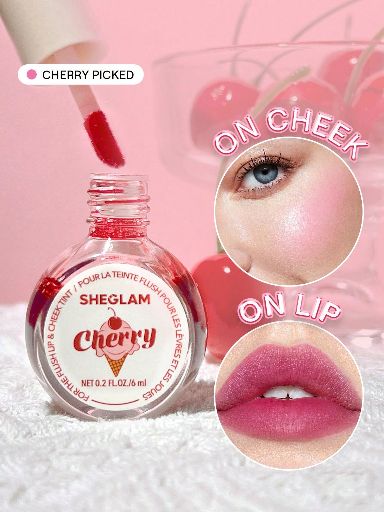SHEGLAM Fruity Liquid Lip & Cheek Tint – Long-lasting Matte Pink