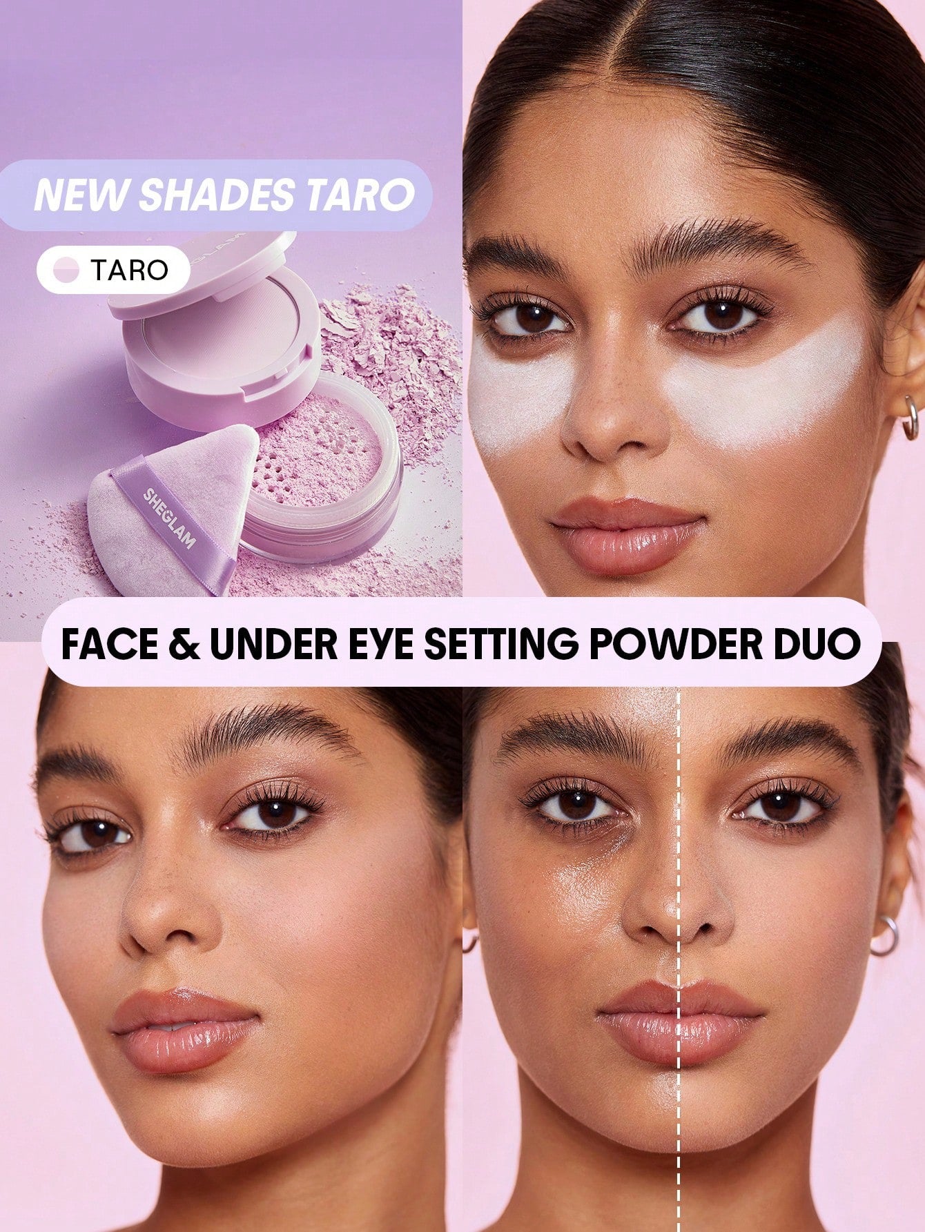 SHEGLAM Insta-Ready Face & Under Eye Setting Powder Duo – 2-in-1 Brightening & Matte Waterproof Powder