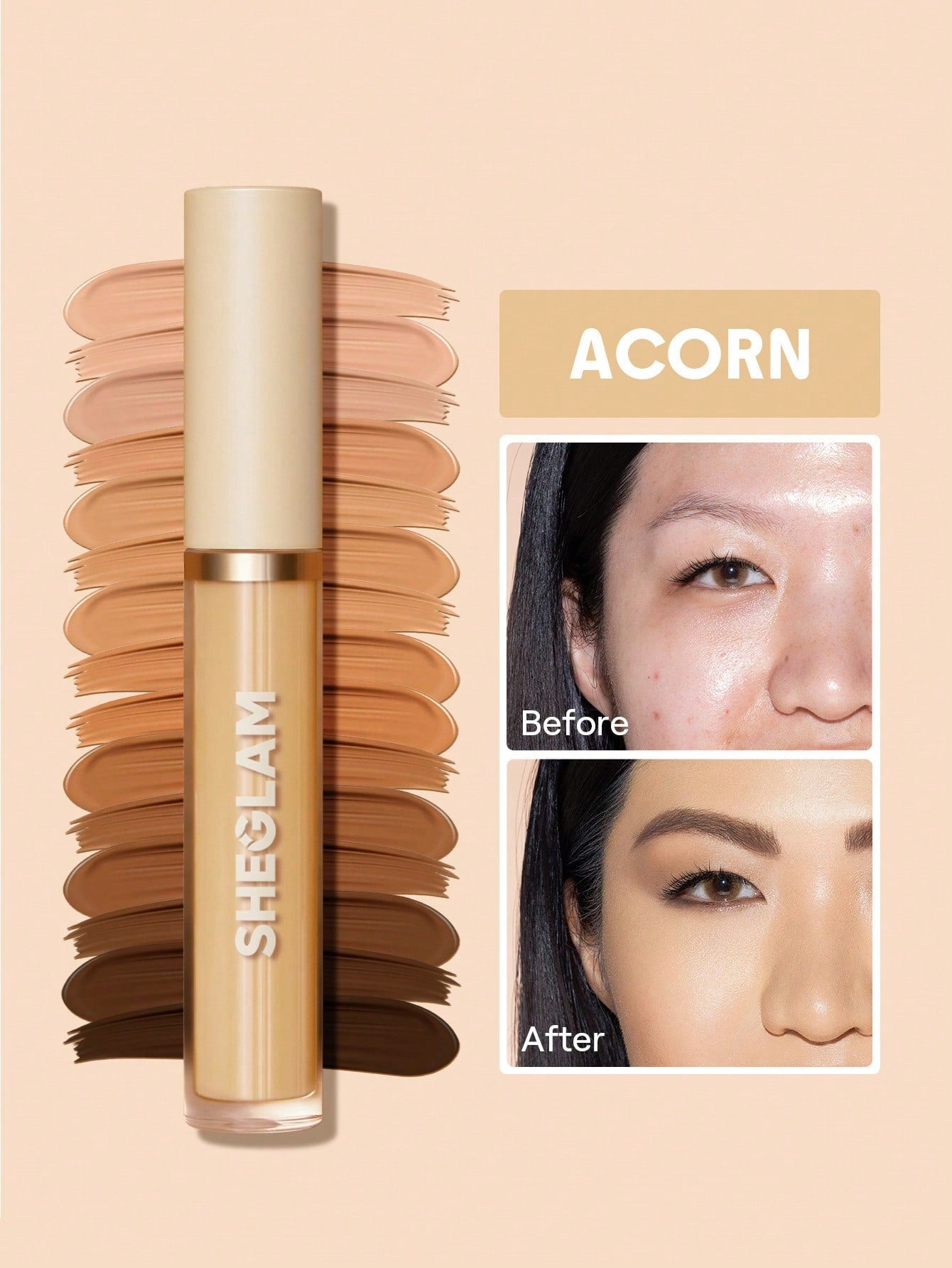 SHEGLAM Like Magic 12H Full Coverage Liquid Concealer – Long-Wear, Lightweight, Brightening Matte Finish - MK4167