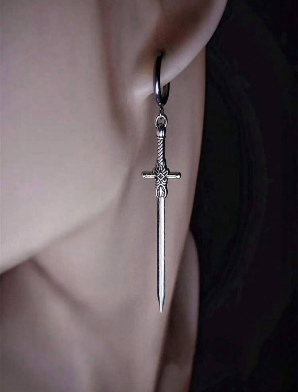 2pcs Gothic Punk Sword Pendant Earrings – Y2K Retro Style Statement Jewelry for Women