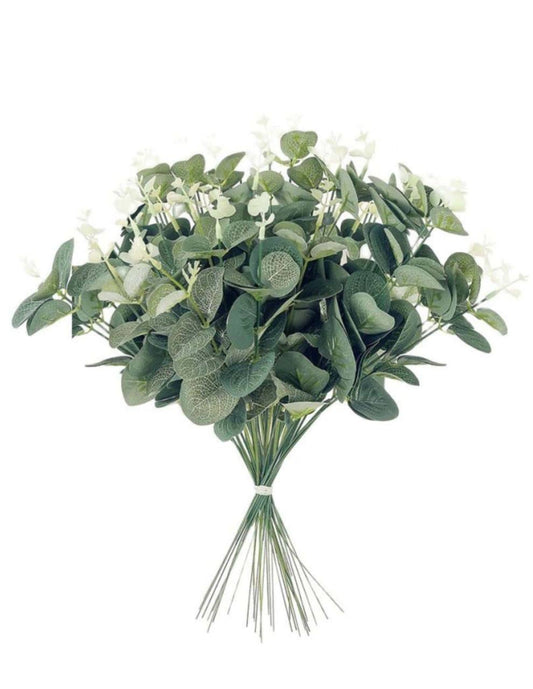 10 Pcs Fake Eucalyptus Leaves Stems – 11.8” Silver Dollar Artificial Greenery for Crafts, Bouquets & Home Décor