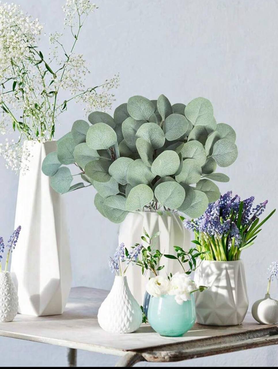 10 Pcs Fake Eucalyptus Leaves Stems – 11.8” Silver Dollar Artificial Greenery for Crafts, Bouquets & Home Décor