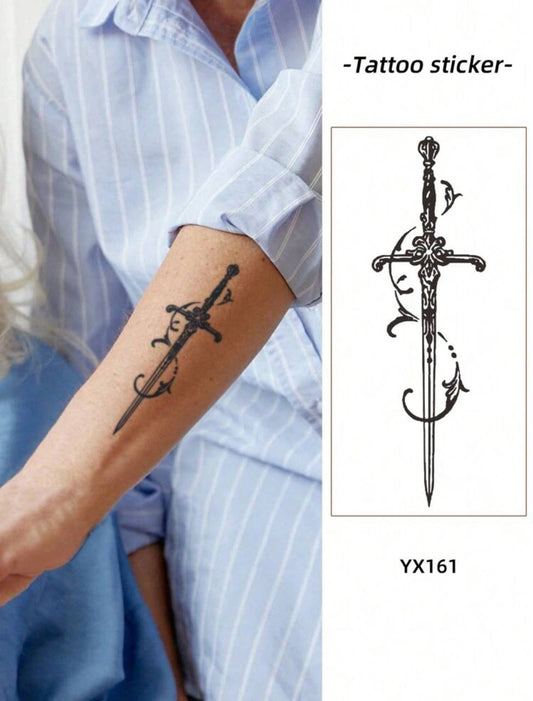 1pc Waterproof PVC Cool Sword Design Temporary Tattoo Sticker