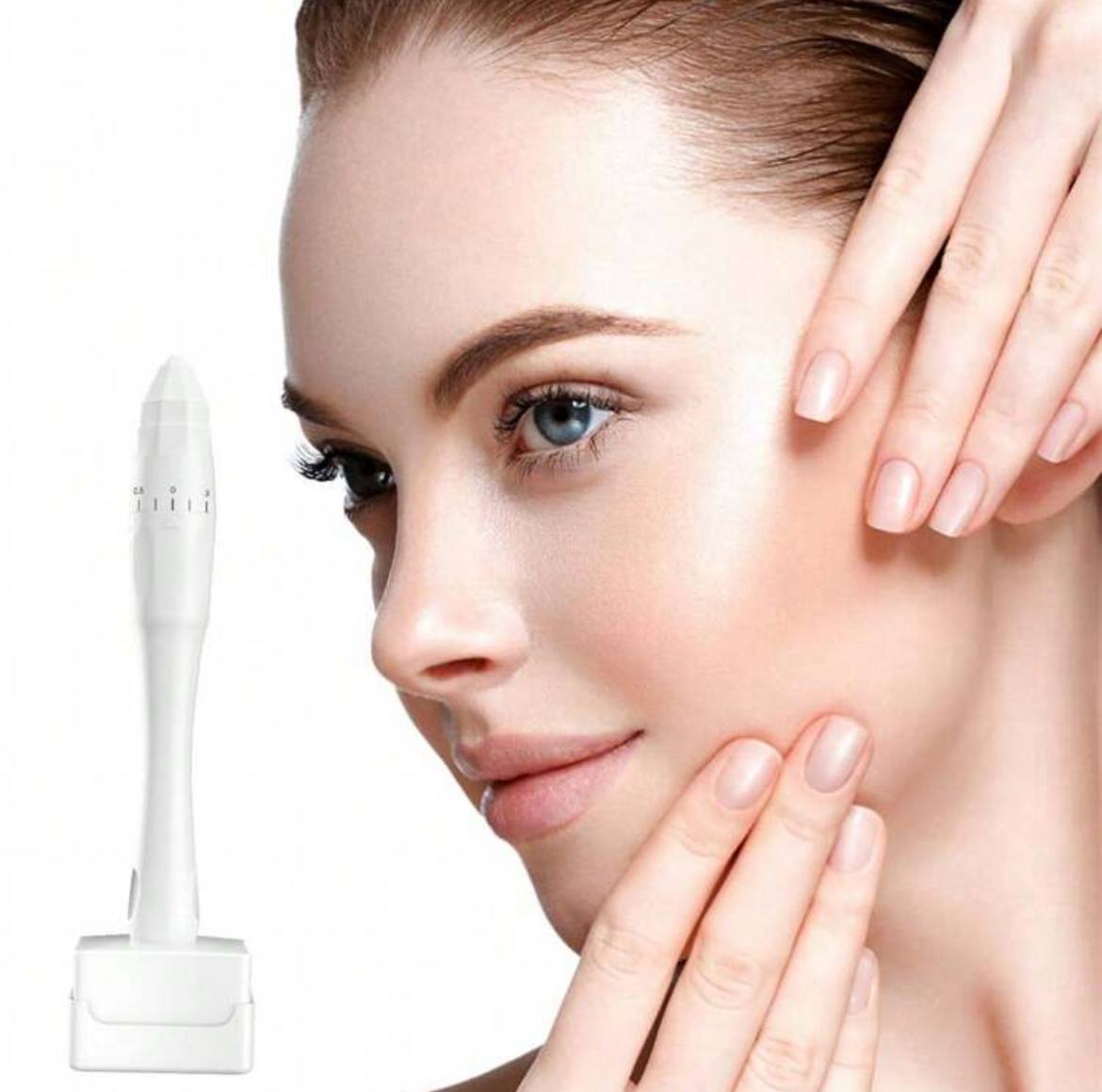 Adjustable Microneedling Derma Stamp – Reusable Microneedle Pen with Cover for Face, Body, Hair & Beard Growth