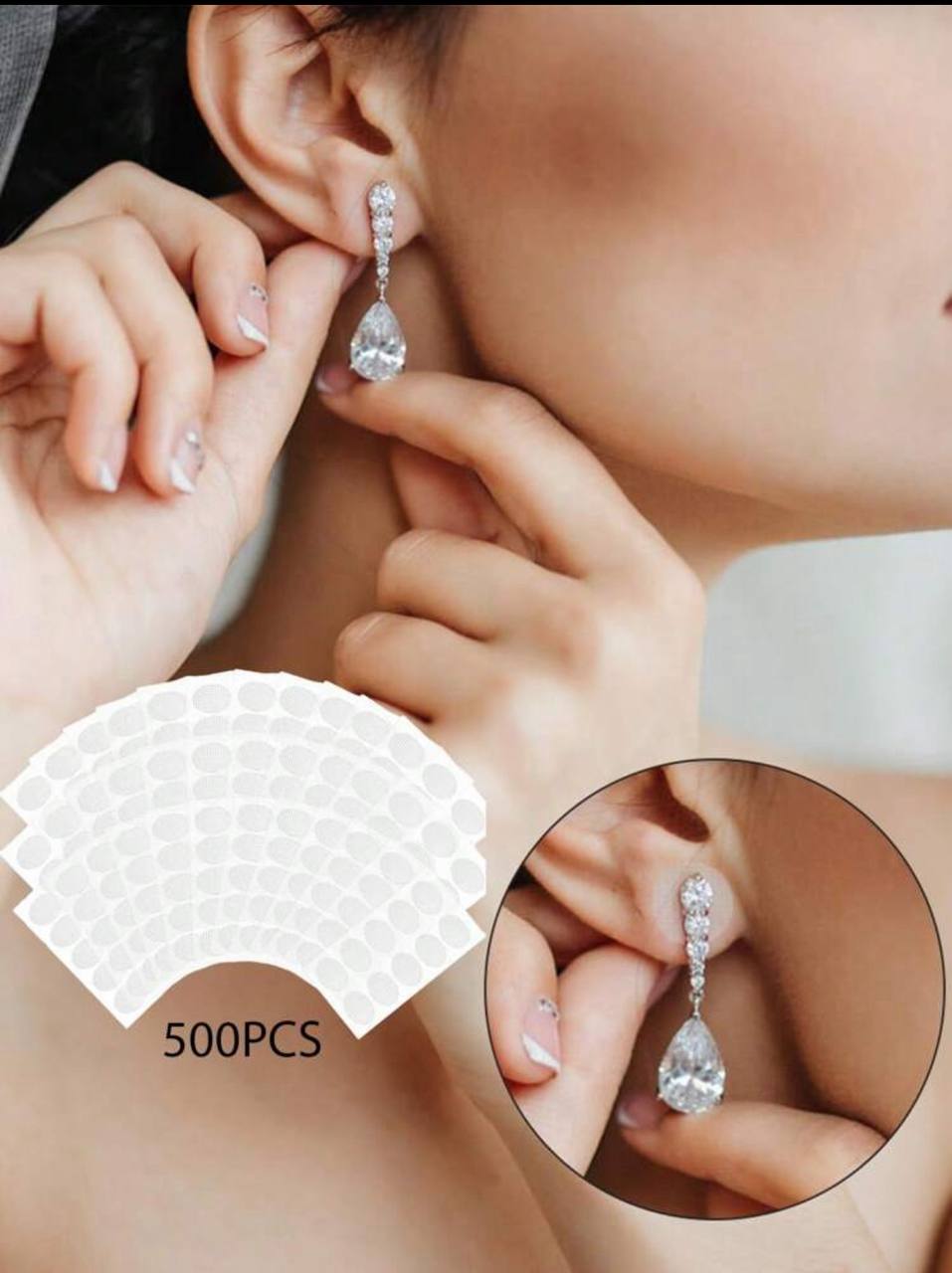 500pcs Transparent Earring Support Stickers – Invisible Earlobe Protection Patches
