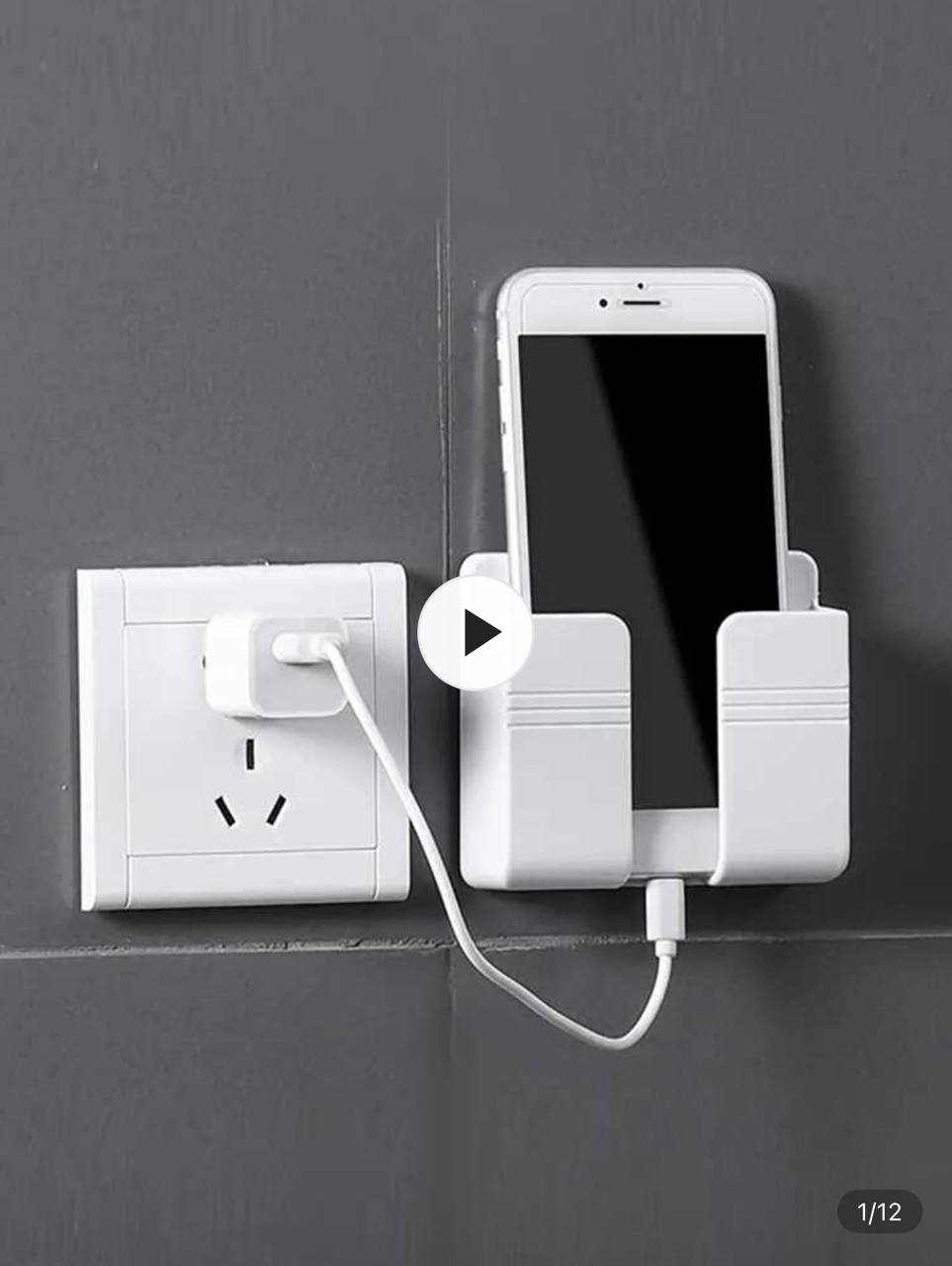 1pc Punch-Free Mobile Phone Holder & Wall Mount Storage Box