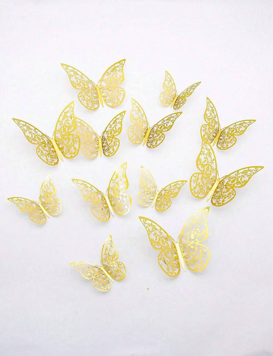 12pcs Butterfly Paper Cake Topper Set – Creative Cake Decoration for Birthdays & Parties