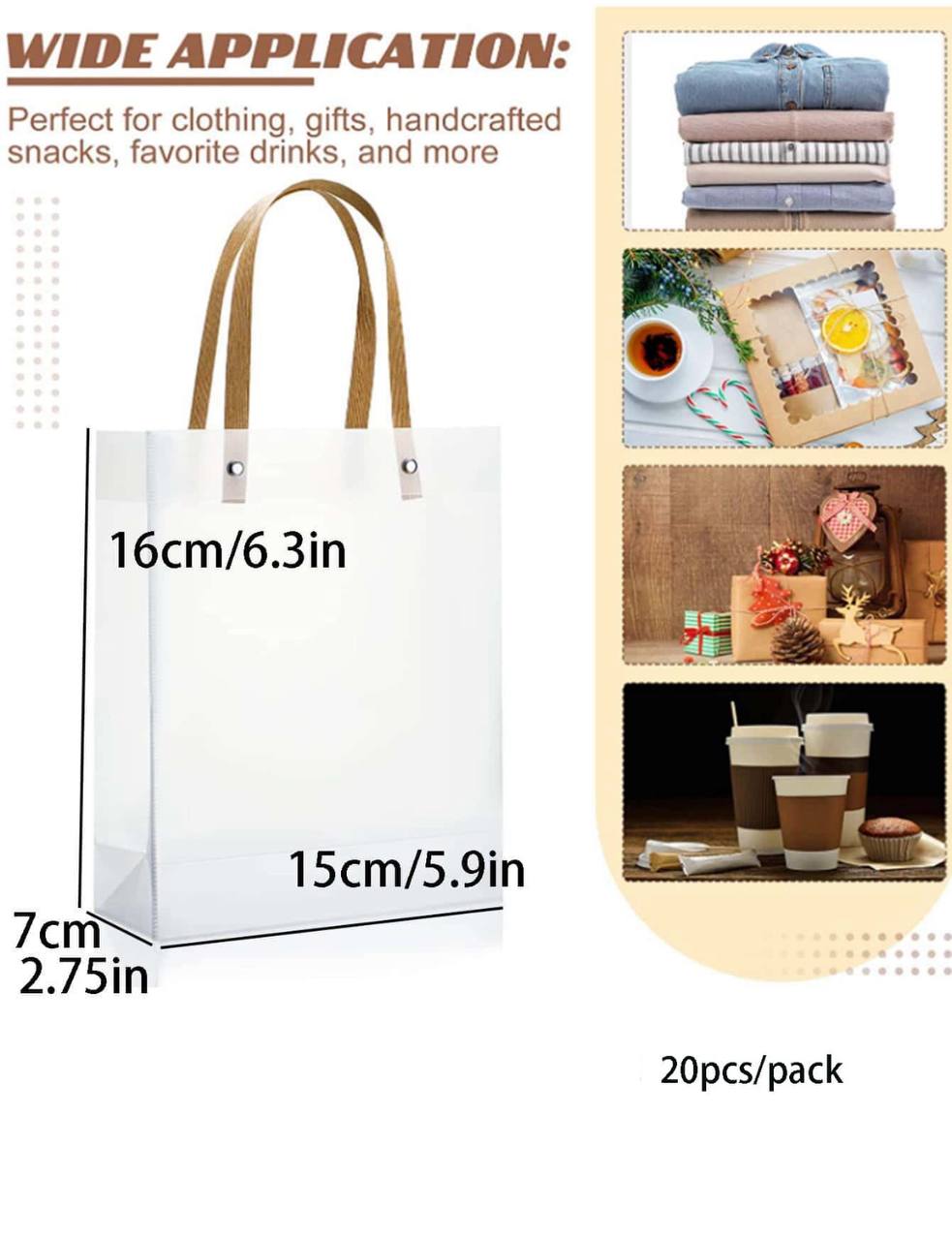 20pcs Matte PVC Party Favor Gift Bags with Handles – Reusable Packaging for Parties, Back to School & Valentine’s Day