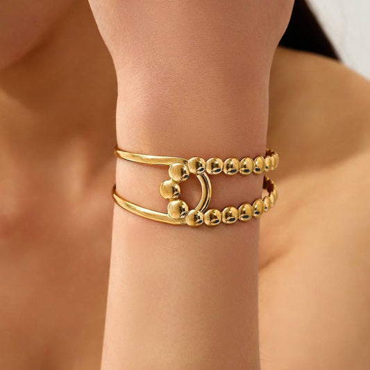Luxury Gold Stainless Steel Free Size Bracelet S1