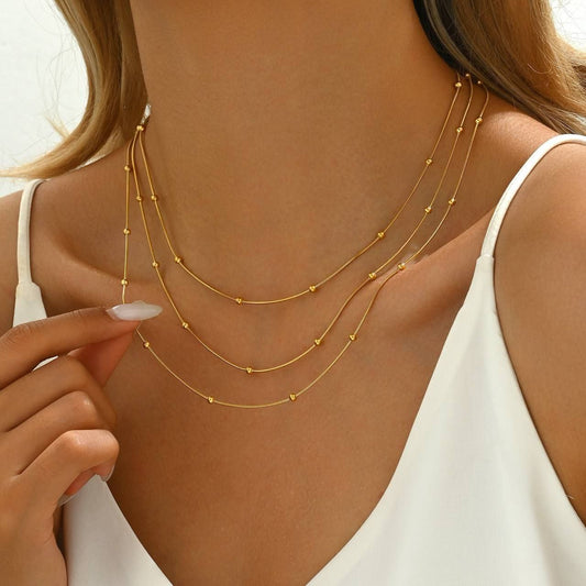 Triple Layer Gold Stainless Necklace S 1