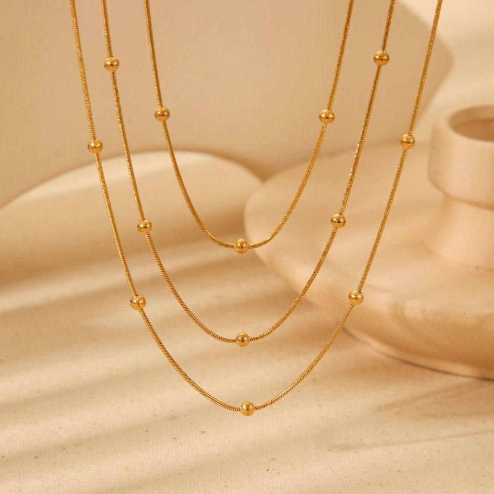Triple Layer Gold Stainless Necklace S 1
