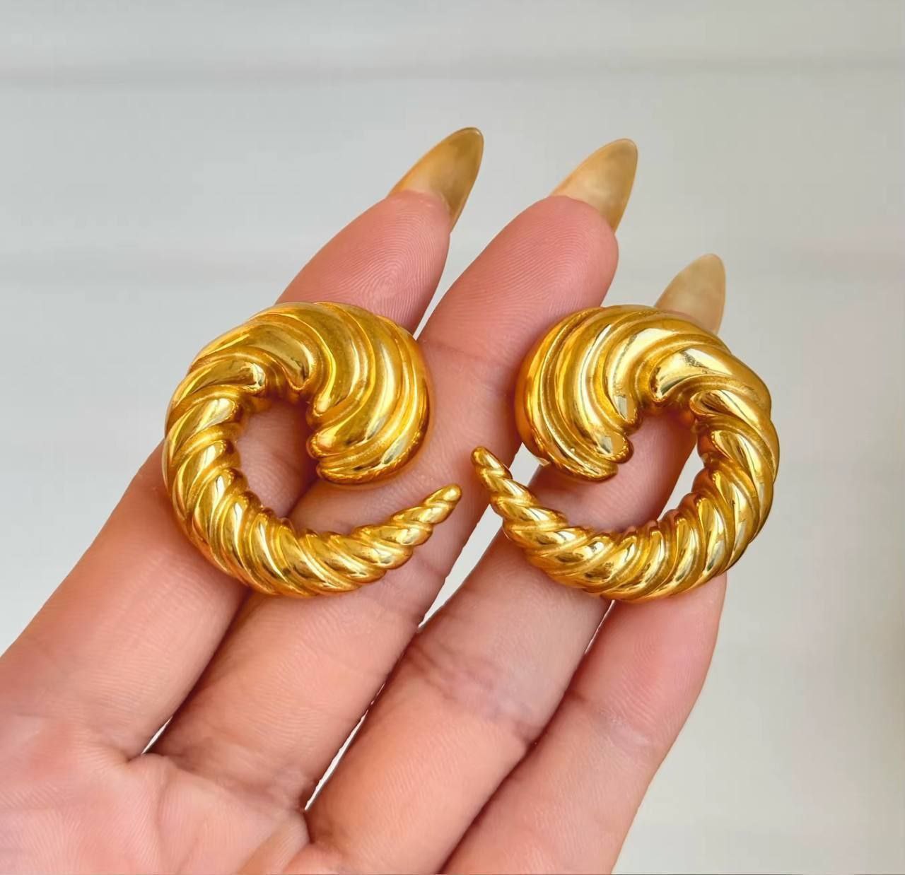 Gold Heart Stainless Steel Earrings