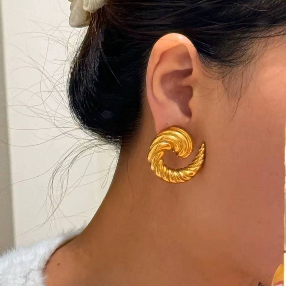 Gold Heart Stainless Steel Earrings