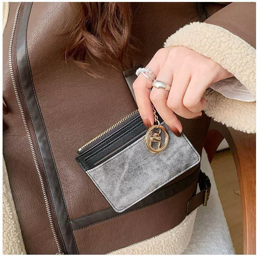 Infinity Trendy Denim Slim Card Holder with Zipper & Bag Clip S1     code : 1719