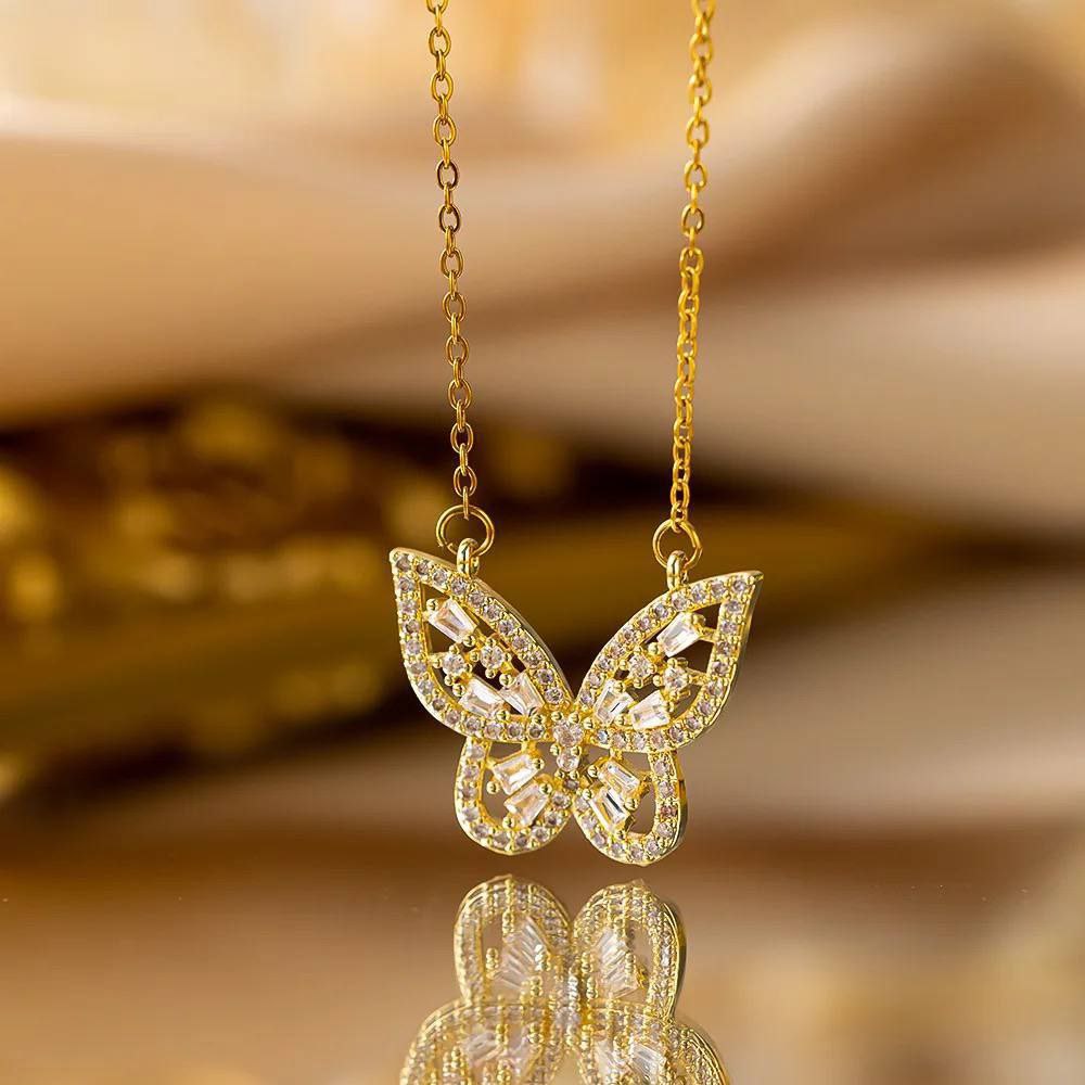 Gold Zircon Necklace – Pure 316 Stainless S1