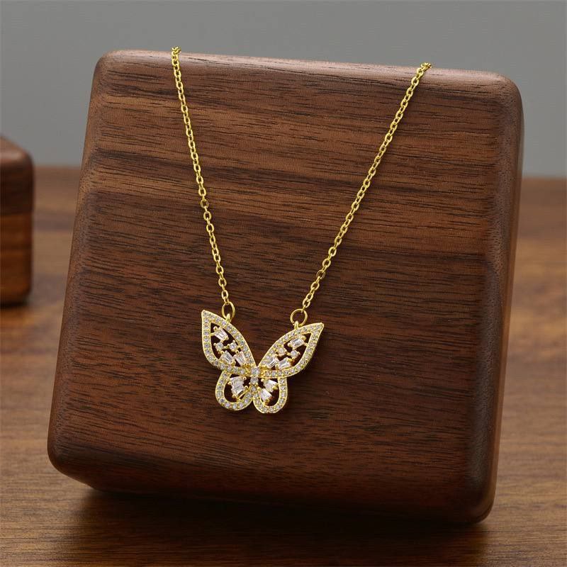 Gold Zircon Necklace – Pure 316 Stainless S1