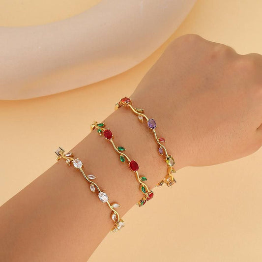 Tulip Trend Bracelet – Chinese Gold Plated with Zircon Stones S1