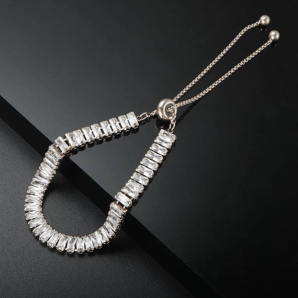 Baguette Shaddad Necklace – Chinese Gold Plated with 4mm Zircon Stones S1